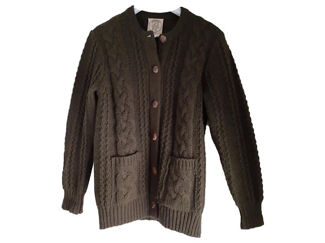 Hermès-Strickjacke Dunkelgrün Wolle