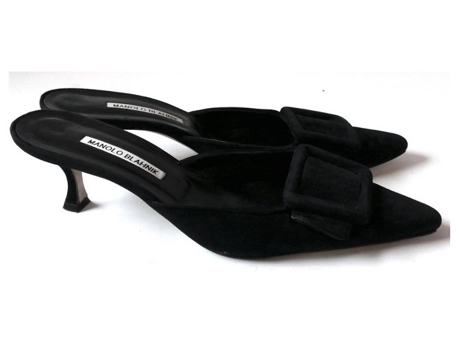 Manolo Blahnik Maysale 50 Mules Black 