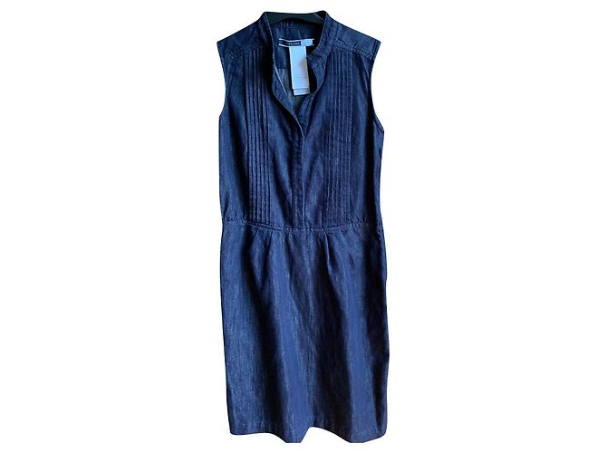 Abito Sportmax Blu Navy in Cotone e Lino
