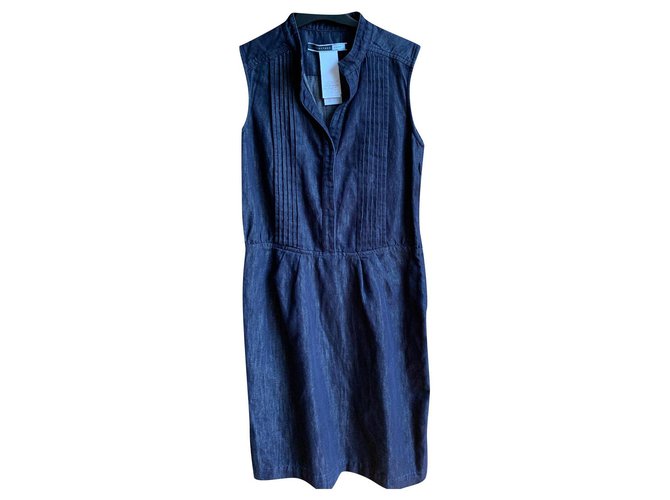 Sportmax Dresses Navy blue Cotton Linen  ref.308293