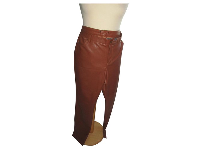 Autre Marque Pants, leggings Cognac Leatherette  ref.308301