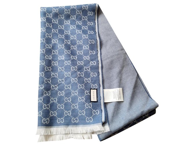 Gucci Scarves Light blue Cotton  ref.308304