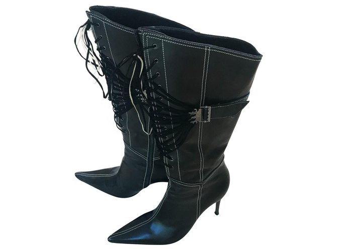Casadei Boots Black Leather  ref.308336