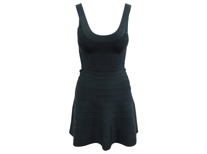 Herve Leger Black Mini Slim Fit Dress Rayon Cellulose fibre  ref.308360