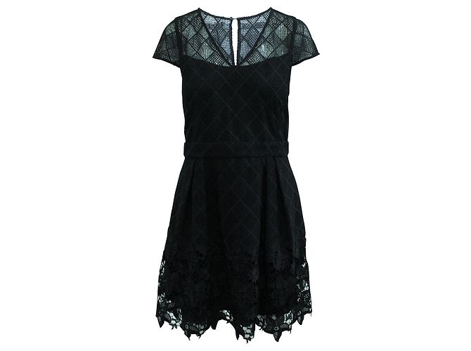 Comptoir Des Cotonniers Schwarzes Spitzenkleid mit zartem V-Ausschnitt
