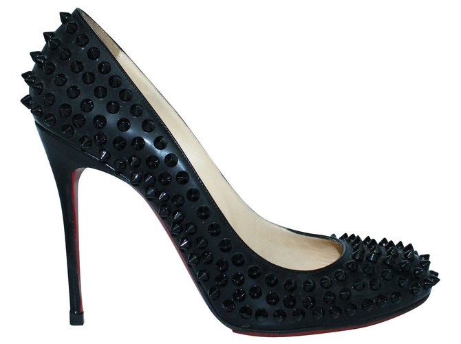 Christian Louboutin Black Spiked Heels Leather  ref.308423
