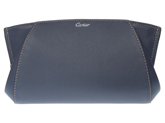 Embreagem Cartier modelo C em couro Taurillon azul, Nova Condição  ref.308447