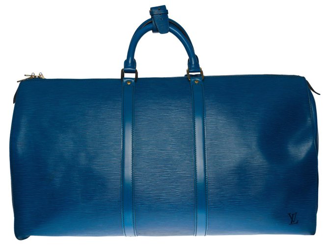Louis Vuitton Keepall Travel Bag 55 em couro epi azul cobalto  ref.308448