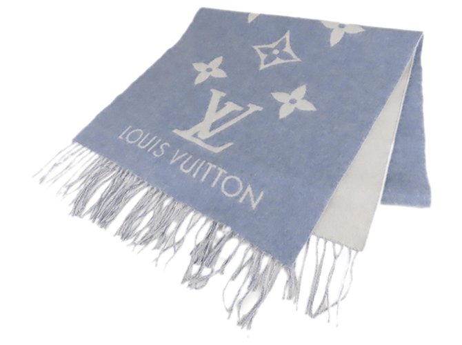 Authentic LOUIS VUITTON Cashmere scarf Jhelam Stole Blue NEW 650