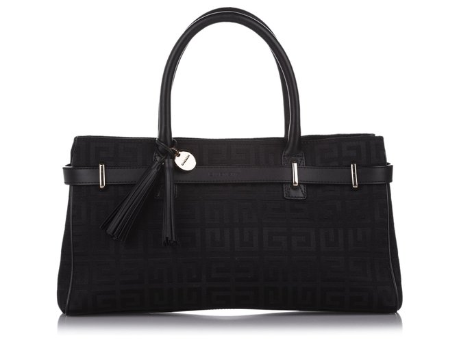 Givenchy Black Canvas Handbag Leather Cloth Pony-style calfskin Cloth  ref.308591