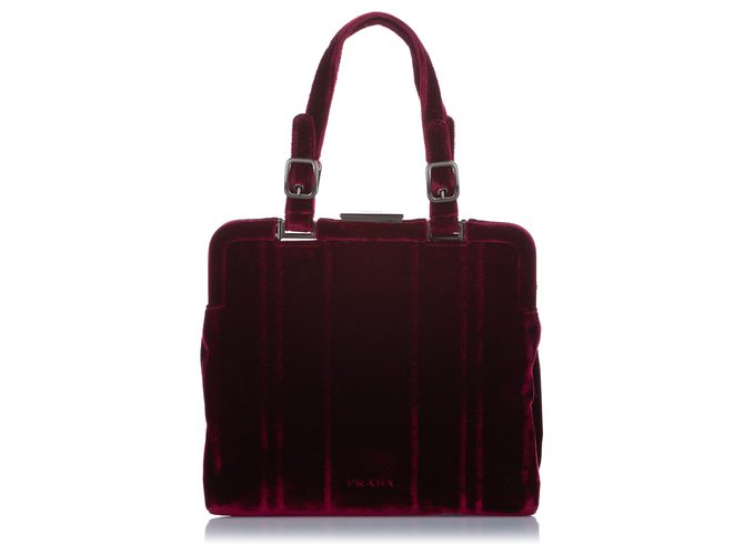 Prada Red Velour Handbag Dark red Velvet Cloth ref.308619 Joli Closet