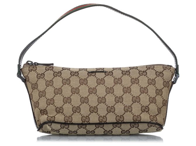 Gucci Beige/Brown GG Canvas and Leather Boat Pochette Bag Gucci