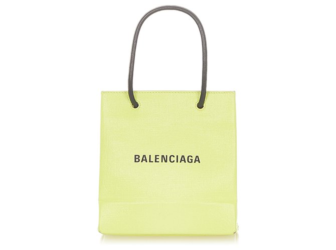 Cartable Balenciaga Jaune XXS Shopping Cuir Veau façon poulain Noir  ref.308731
