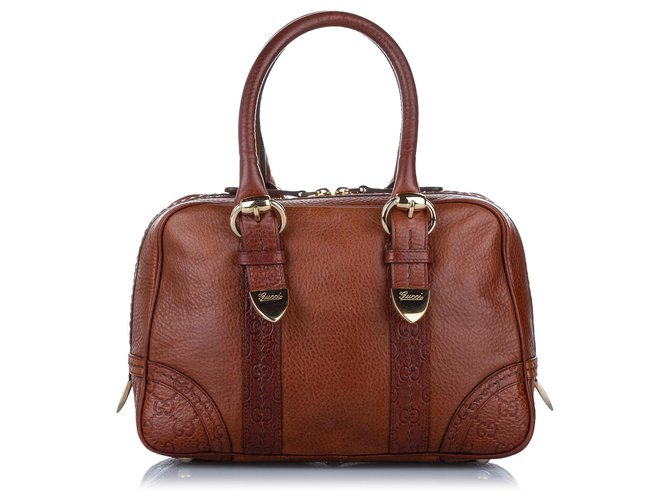 Gucci Brown Leather Boston Bag Pony-style calfskin ref.308805 