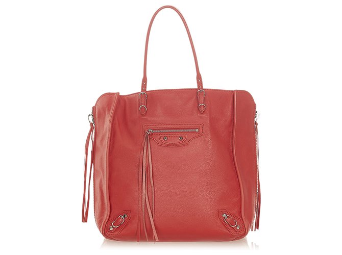 Balenciaga Red Motocross Papier A5 Zip Around Tote Bag Leather Pony-style calfskin  ref.308830