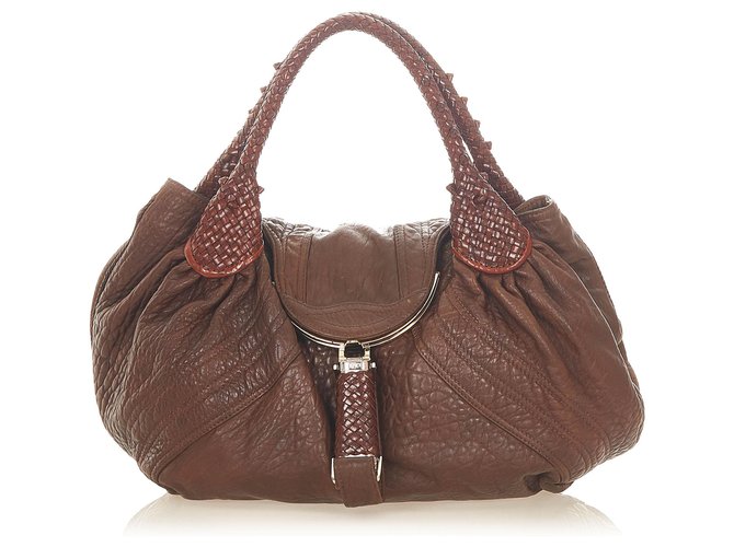 Fendi Brown Spy Leather Handbag Dark brown Pony-style calfskin  ref.308880