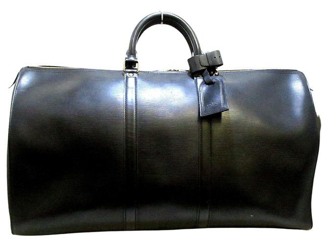 Louis Vuitton Keepall 55 Black Leather  ref.308909