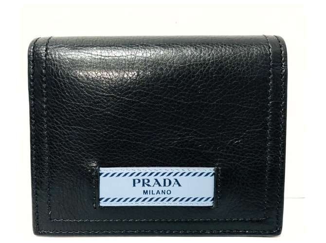 PRADA Brieftasche Schwarz Leder  ref.309163