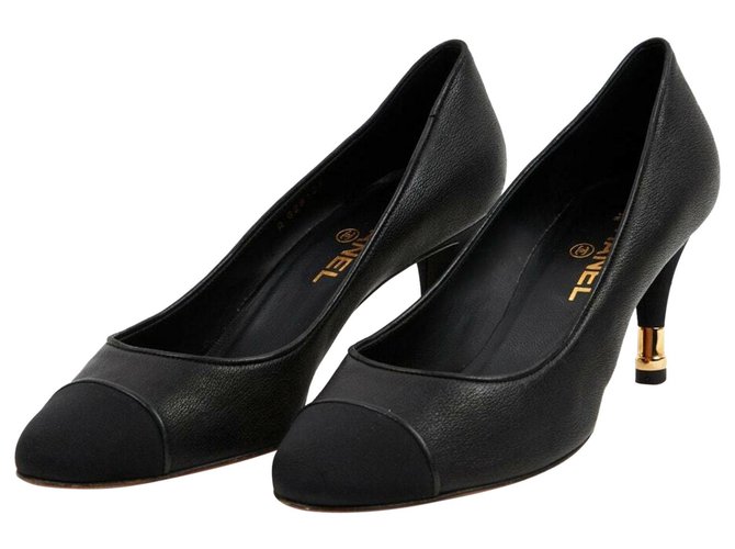 Chanel Heels Black Leather  ref.309376