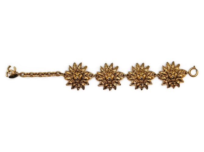 Chanel Löwenkopf-Armband Golden Metallisch Metall  ref.309391