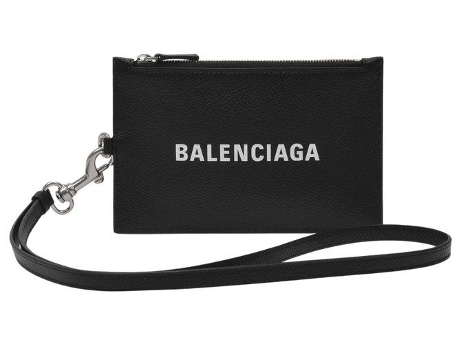 Balenciaga Geldschein- und Handyhalter aus genarbtem Kalbsleder in Schwarz  ref.309402