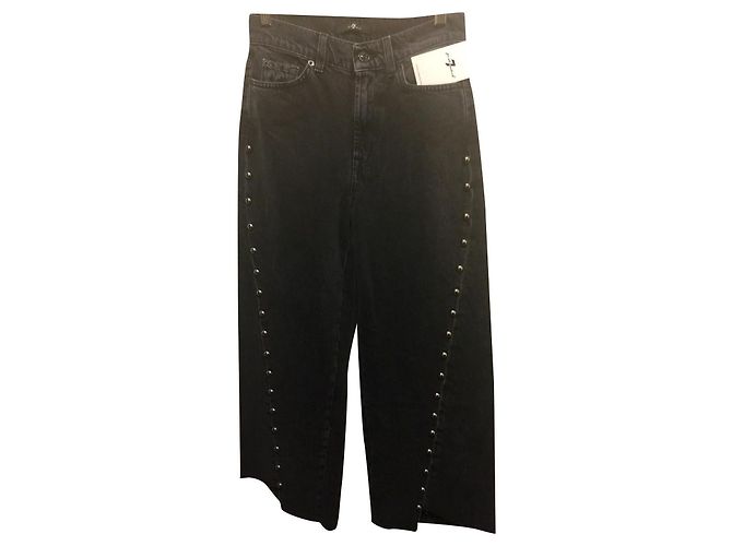 7 For All Mankind Marnie Ousider Culotte Jeans con borchie Nero