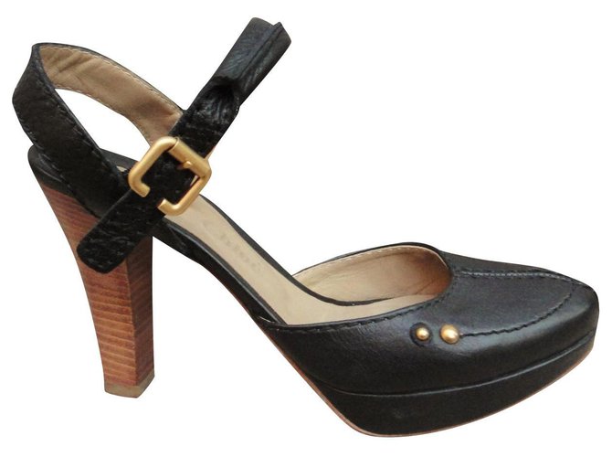 Chloé p sandals 38 Black Leather  ref.309453
