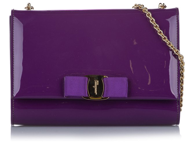 Salvatore Ferragamo Ferragamo Purple Vara Ginny Patent Leather Crossbody Bag  ref.309598