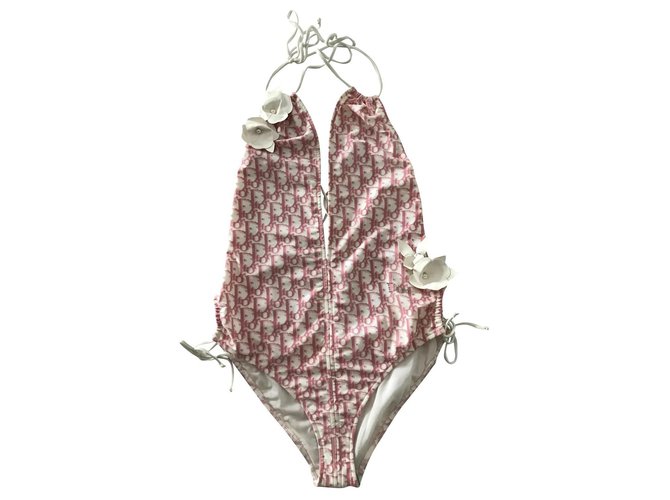 Dior Badebekleidung Pink Weiß Polyamid  ref.309741