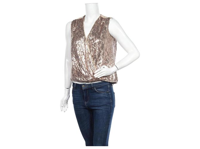 Canotta con paillettes Halston Heritage Oro D'oro