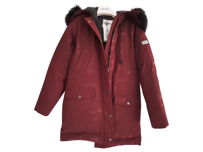 Kenzo Down Jacket Dark Red Polyester Size 36