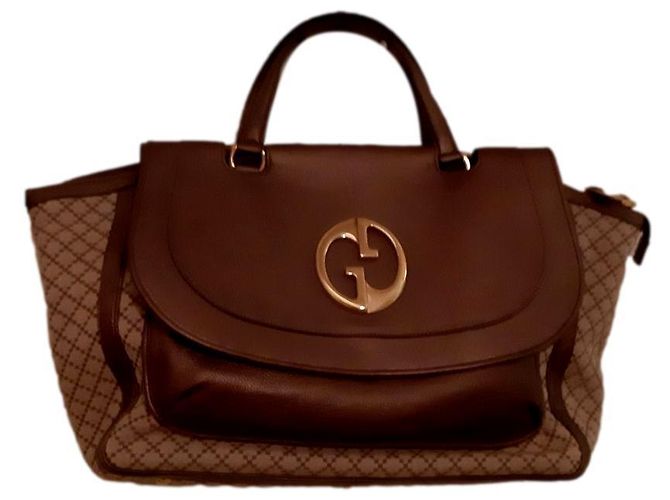 Bolsa Gucci de couro e tecido Multicor