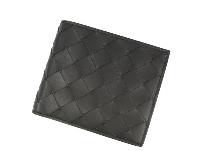 Autre Marque BOTTEGAVENETA BOTTEGA VENETA Intrecciato Mens Folded wallet black Leather  ref.310083