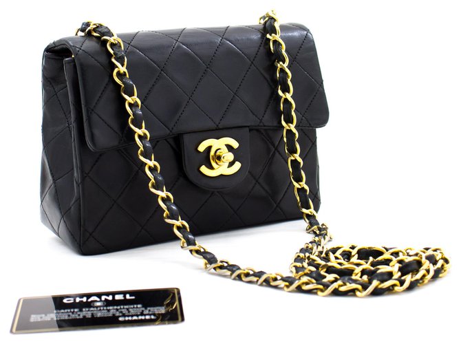 CHANEL Mini Square Small Chain Shoulder Bag Crossbody Black Quilt Leather  ref.310103 - Joli Closet