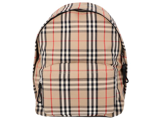 Burberry Vintage Check Nylon Backpack for Men Brown Polyamide  ref.310360