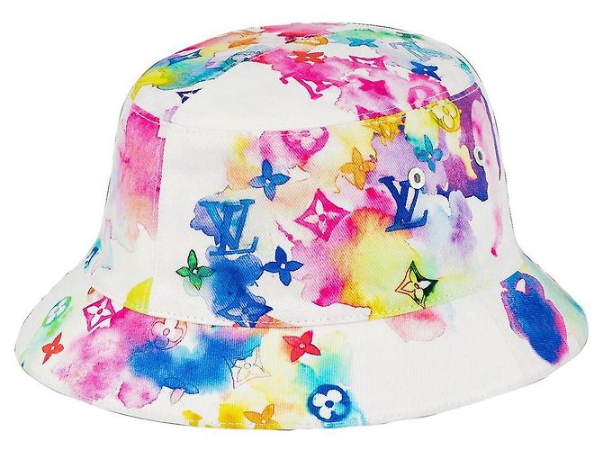 Bucket Louis Vuitton Mehrfarbiger Aquarell-Monogramm-Eimer-Hut Fischer