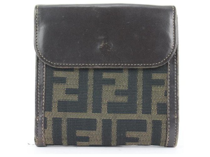 Fendi Monogram FF Zucca Compact Wallet Leather  ref.310493