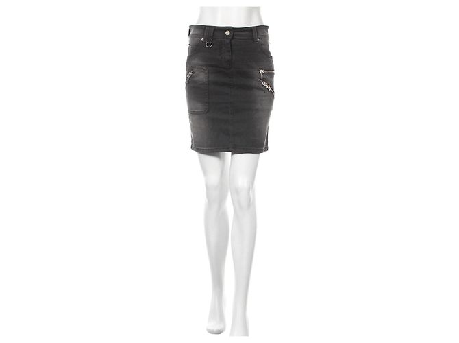 Falda midi Galliano gris de algodón