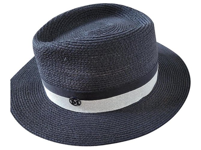 Maison Michel Hat Navy blue Straw  ref.310534