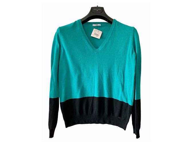 Iceberg Wollpullover Schwarz Grün XS