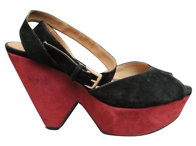 Sandro Sandalen Wildleder schwarz dunkelrot 38 Bordeaux