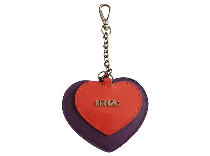 Kenzo heart keychain Multiple colors Leather ref.310632