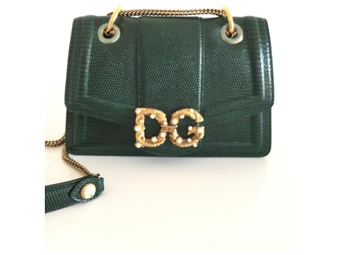 D&G Umhängetasche Smaragdgrün Eidechsenleder Dunkelgrün