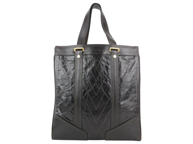 Louis Vuitton Tote Sac Plat di Gaston V Runway in pelle marrone scuro Soana Dark  ref.310672