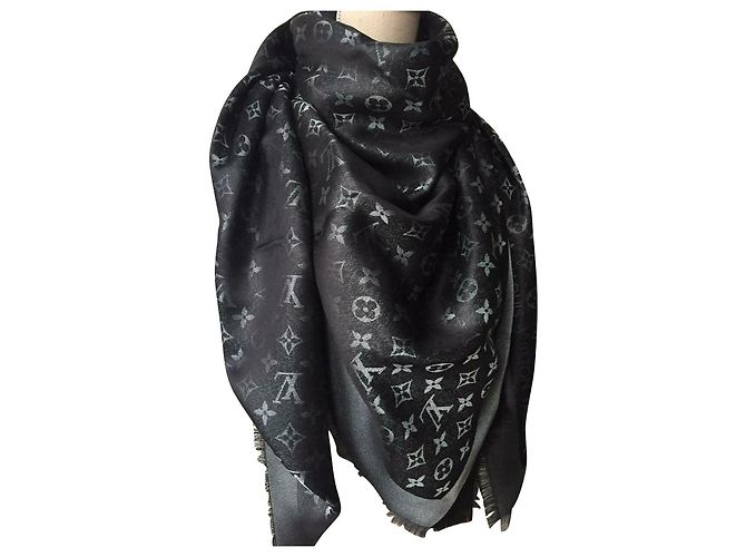 Louis Vuitton Scialle Monogram Shine Nero Seta