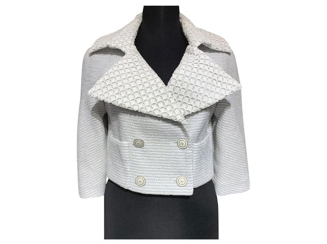 Chanel 6,5K$ Embroidery Jacket Cream Tweed  ref.310699