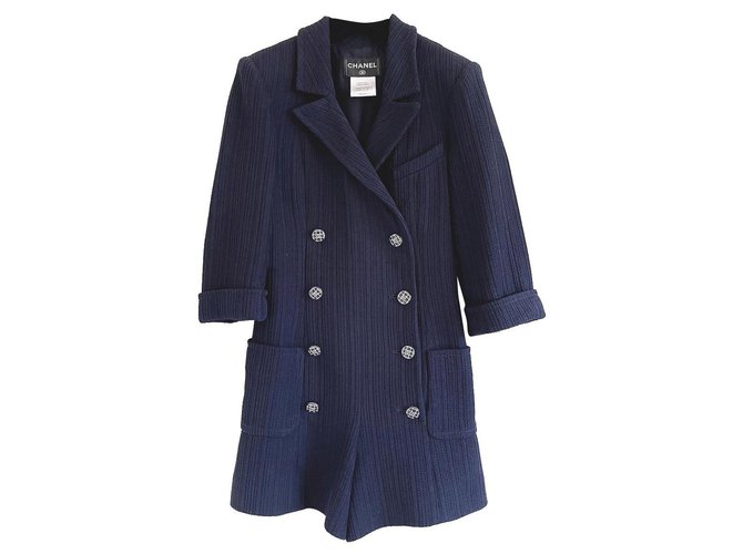Chanel Berühmter Tweed-Playpsuit Marineblau  ref.310712
