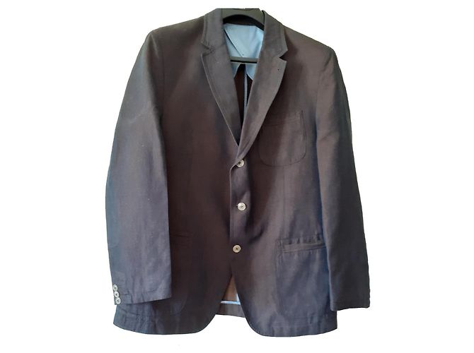 Bugatti Jacket Cognac and Light Blue Cotton Linen