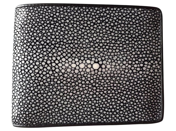 Autre Marque Black stingray wallet Exotic leather  ref.310953