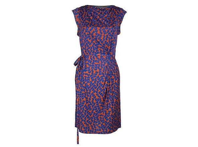 Abito Diane Von Furstenberg Amberlin in seta blu e arancione